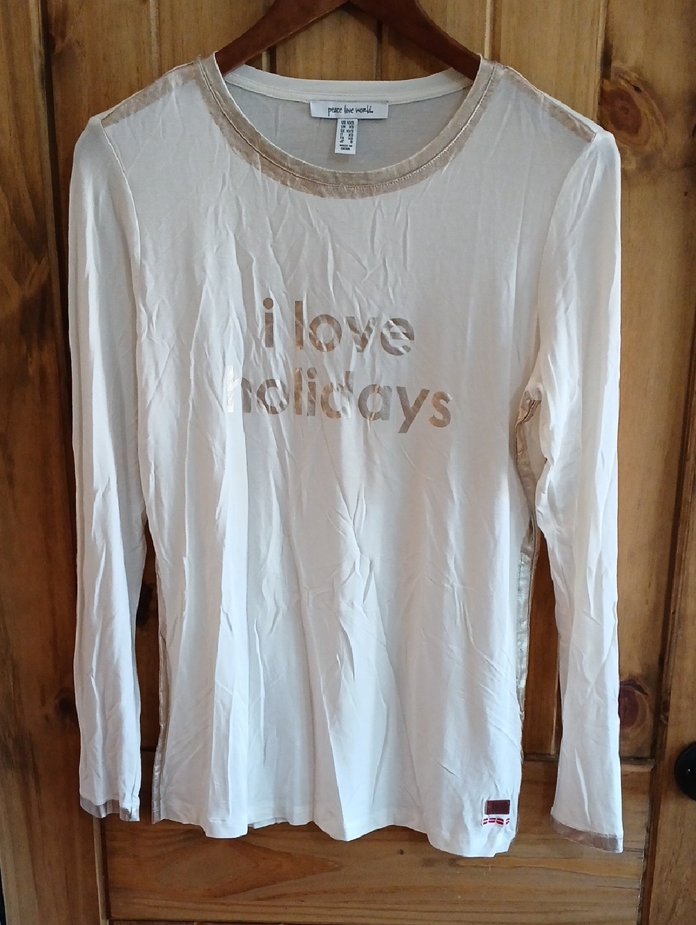 Peace Love World Long Sleeve Lounge Shirt - XXS